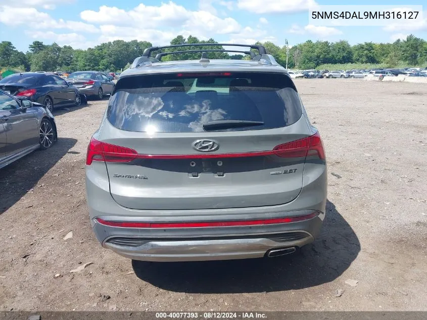 2021 Hyundai Santa Fe Limited VIN: 5NMS4DAL9MH316127 Lot: 40077393