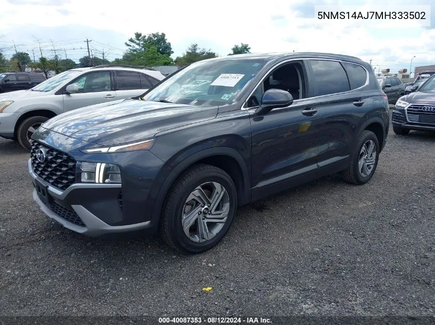 2021 Hyundai Santa Fe Se VIN: 5NMS14AJ7MH333502 Lot: 40087353