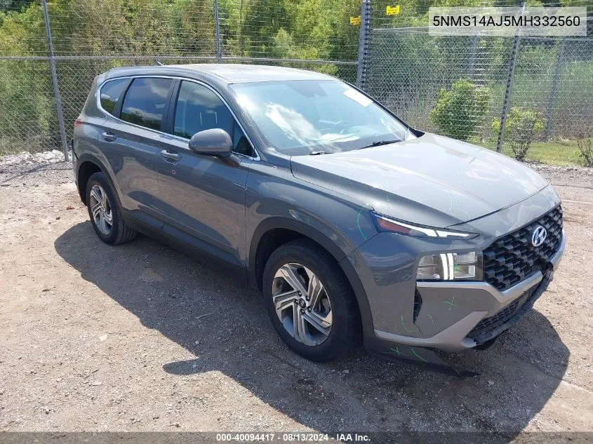 2021 Hyundai Santa Fe Se VIN: 5NMS14AJ5MH332560 Lot: 40094417