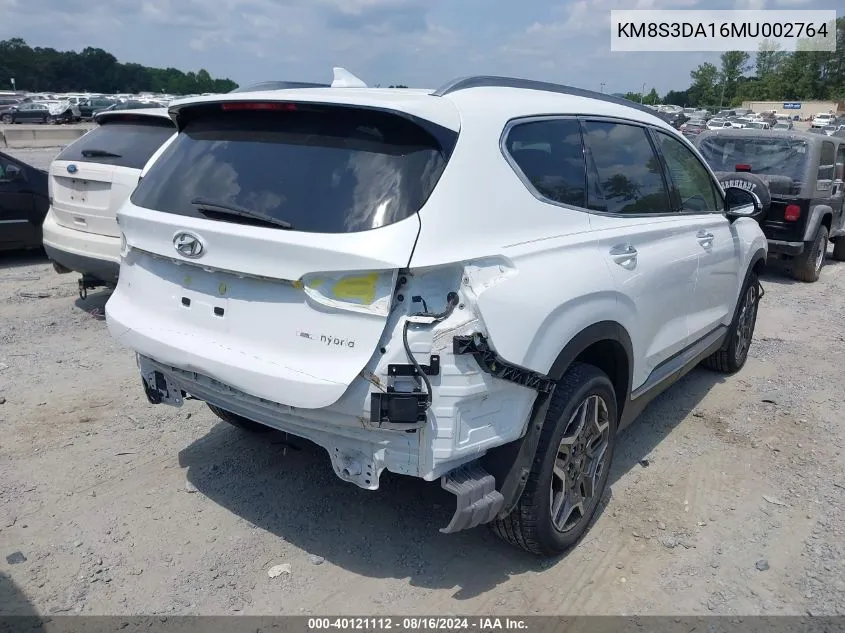 KM8S3DA16MU002764 2021 Hyundai Santa Fe Hybrid Sel Premium