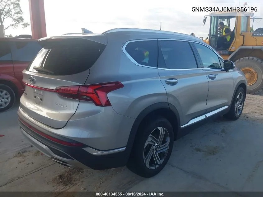 5NMS34AJ6MH356196 2021 Hyundai Santa Fe Sel