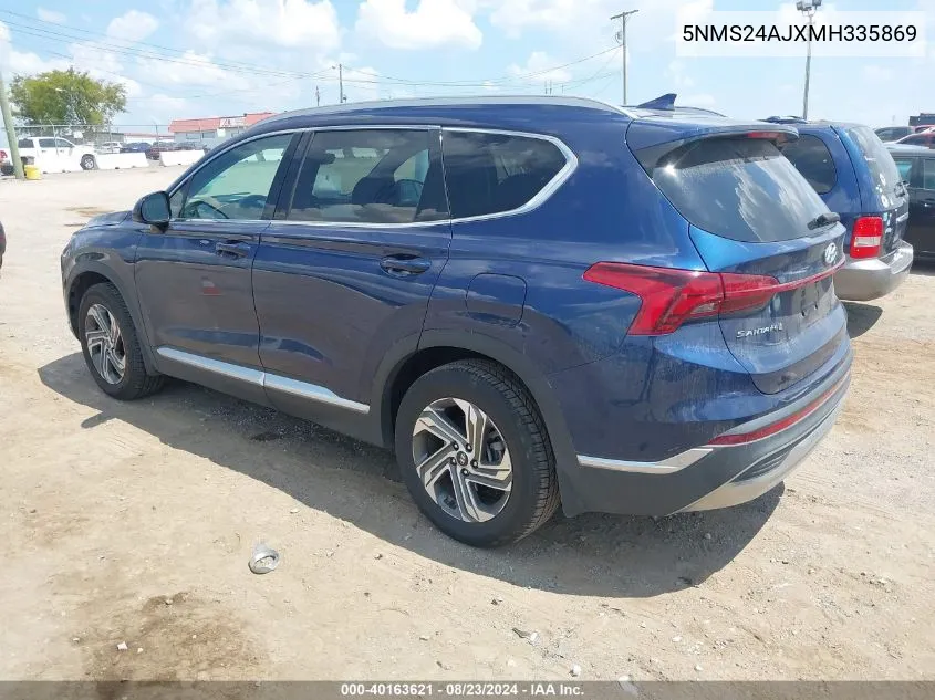 2021 Hyundai Santa Fe Sel VIN: 5NMS24AJXMH335869 Lot: 40163621