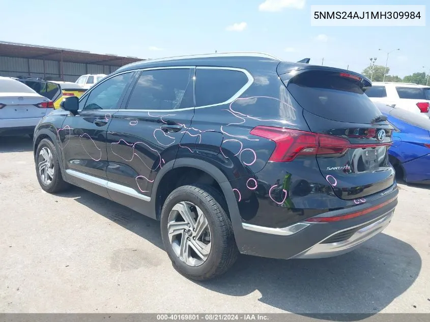 2021 Hyundai Santa Fe Sel VIN: 5NMS24AJ1MH309984 Lot: 40169801