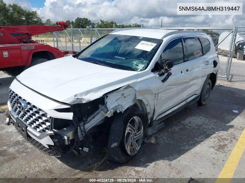 5NMS64AJ8MH319447 2021 Hyundai Santa Fe Sel