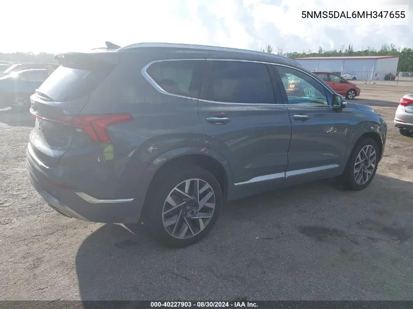 2021 Hyundai Santa Fe Calligraphy VIN: 5NMS5DAL6MH347655 Lot: 40463935