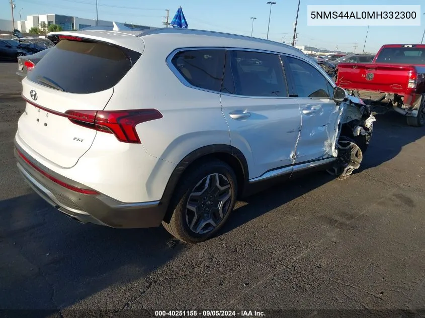 2021 Hyundai Santa Fe Limited VIN: 5NMS44AL0MH332300 Lot: 40251158