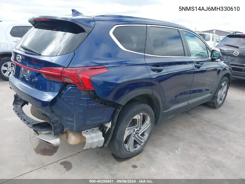 2021 Hyundai Santa Fe Se VIN: 5NMS14AJ6MH330610 Lot: 40256651