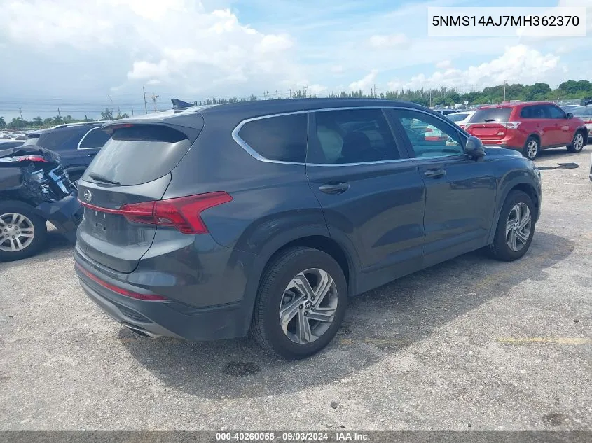 2021 Hyundai Santa Fe Se VIN: 5NMS14AJ7MH362370 Lot: 40260055