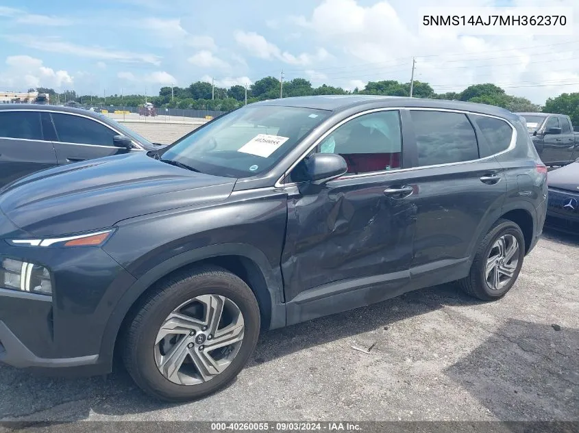 2021 Hyundai Santa Fe Se VIN: 5NMS14AJ7MH362370 Lot: 40260055