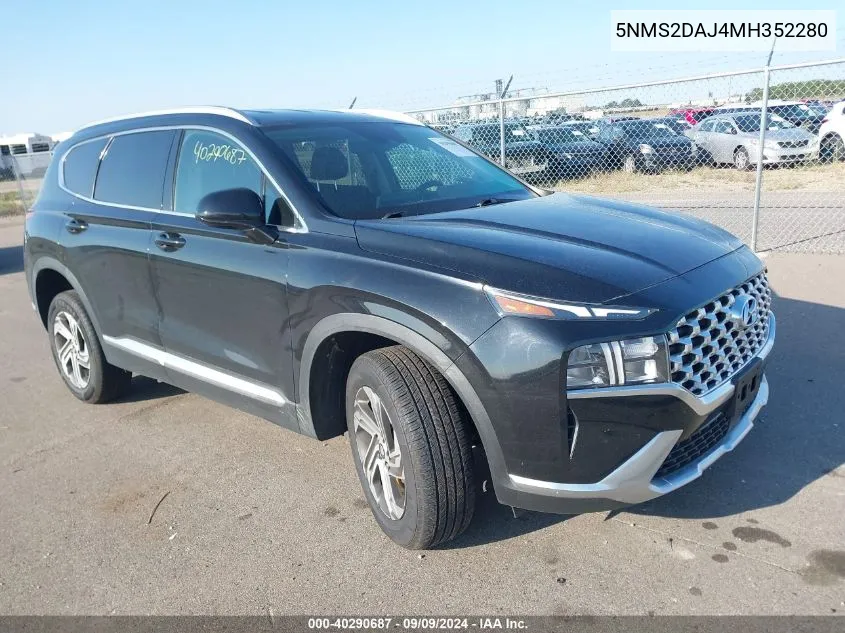 2021 Hyundai Santa Fe Sel VIN: 5NMS2DAJ4MH352280 Lot: 40290687