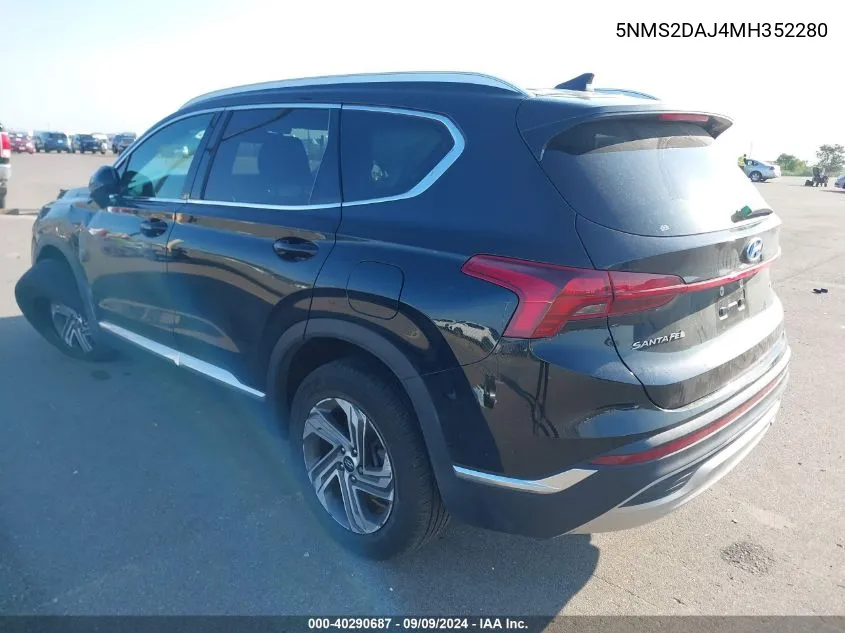 2021 Hyundai Santa Fe Sel VIN: 5NMS2DAJ4MH352280 Lot: 40290687