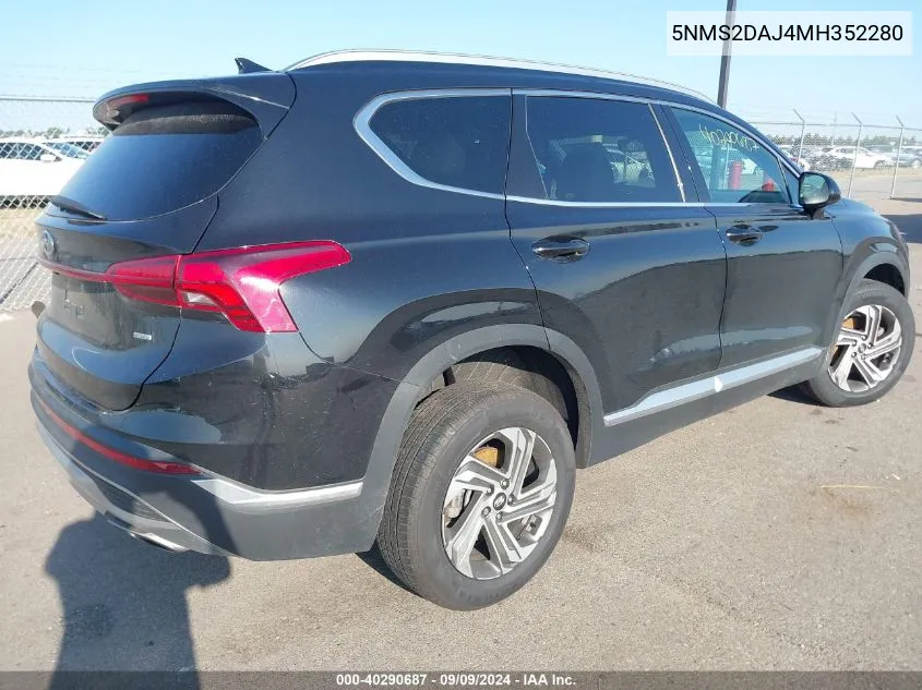 2021 Hyundai Santa Fe Sel VIN: 5NMS2DAJ4MH352280 Lot: 40290687