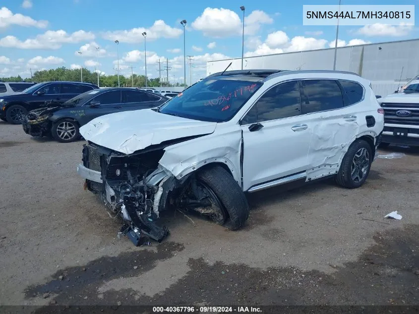 5NMS44AL7MH340815 2021 Hyundai Santa Fe Limited