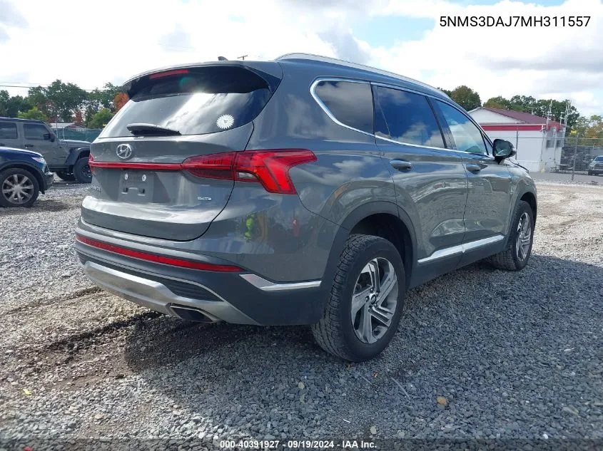 2021 Hyundai Santa Fe Sel VIN: 5NMS3DAJ7MH311557 Lot: 40391927