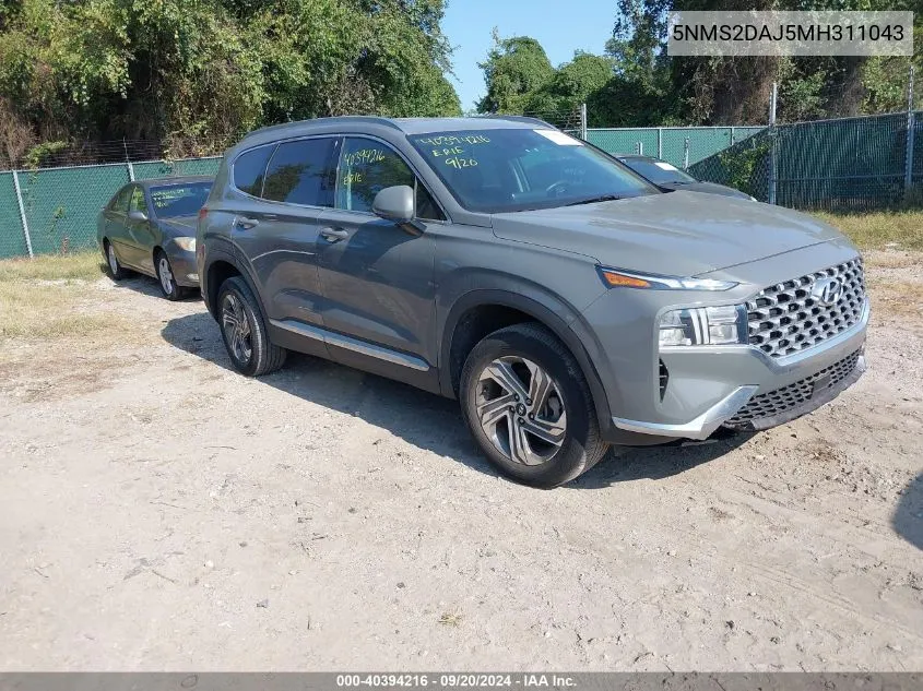 2021 Hyundai Santa Fe Sel VIN: 5NMS2DAJ5MH311043 Lot: 40394216