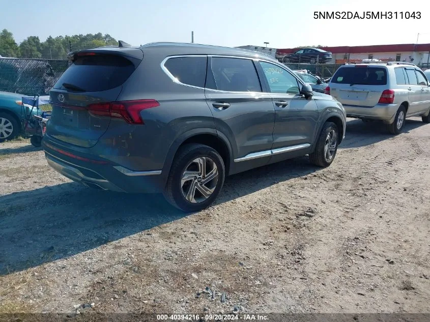 5NMS2DAJ5MH311043 2021 Hyundai Santa Fe Sel