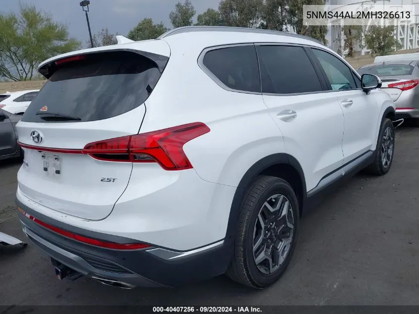 2021 Hyundai Santa Fe Limited VIN: 5NMS44AL2MH326613 Lot: 40407256