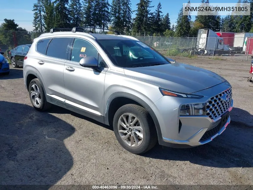 5NMS24AJ9MH351805 2021 Hyundai Santa Fe Sel