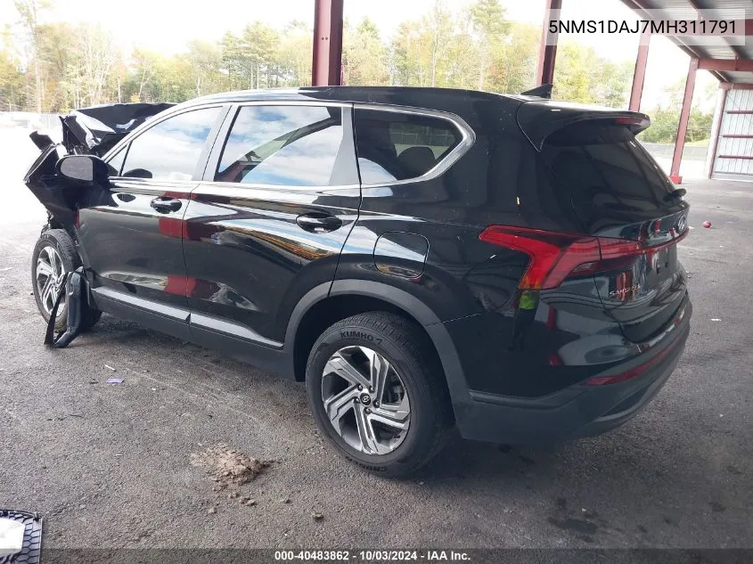 2021 Hyundai Santa Fe Se VIN: 5NMS1DAJ7MH311791 Lot: 40483862