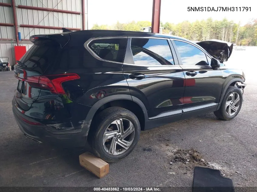 2021 Hyundai Santa Fe Se VIN: 5NMS1DAJ7MH311791 Lot: 40483862