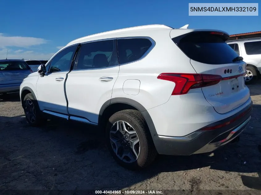 2021 Hyundai Santa Fe Limited VIN: 5NMS4DALXMH332109 Lot: 40484965