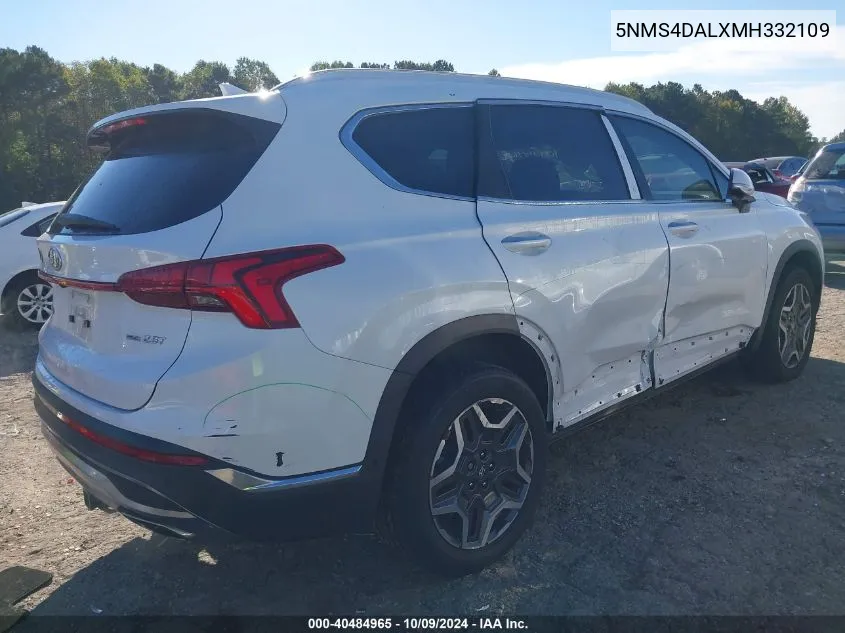 5NMS4DALXMH332109 2021 Hyundai Santa Fe Limited