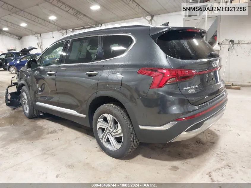 2021 Hyundai Santa Fe Sel VIN: 5NMS6DAJ2MH321288 Lot: 40496744