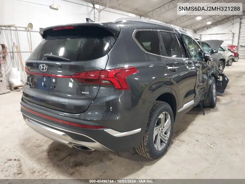 5NMS6DAJ2MH321288 2021 Hyundai Santa Fe Sel