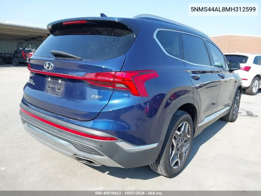 2021 Hyundai Santa Fe Limited VIN: 5NMS44AL8MH312599 Lot: 40516923