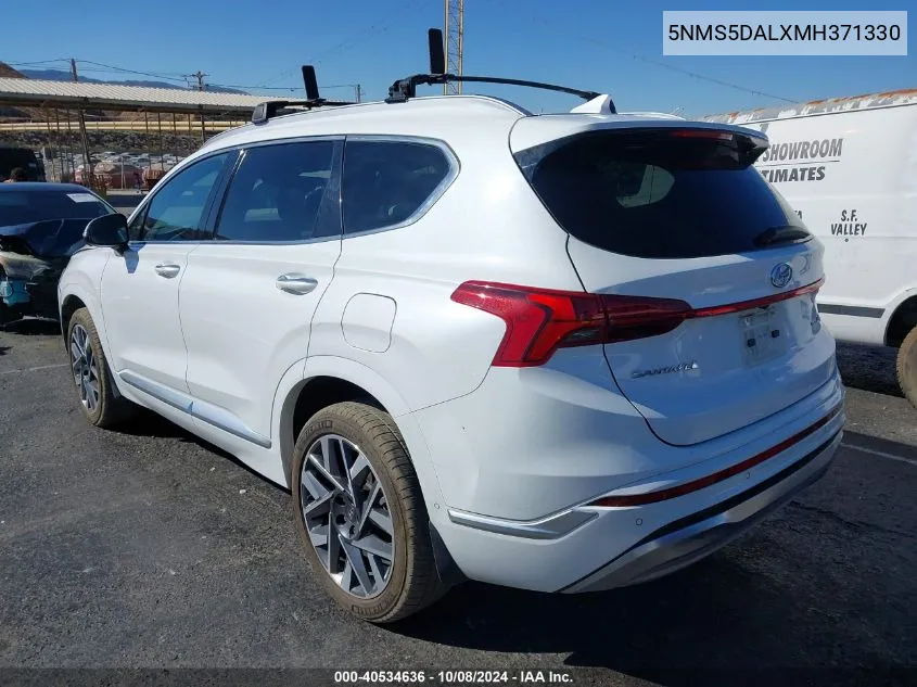 2021 Hyundai Santa Fe Calligraphy VIN: 5NMS5DALXMH371330 Lot: 40534636