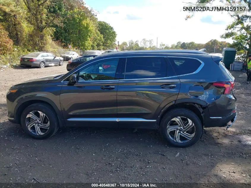 2021 Hyundai Santa Fe Sel VIN: 5NMS2DAJ7MH359157 Lot: 40548367