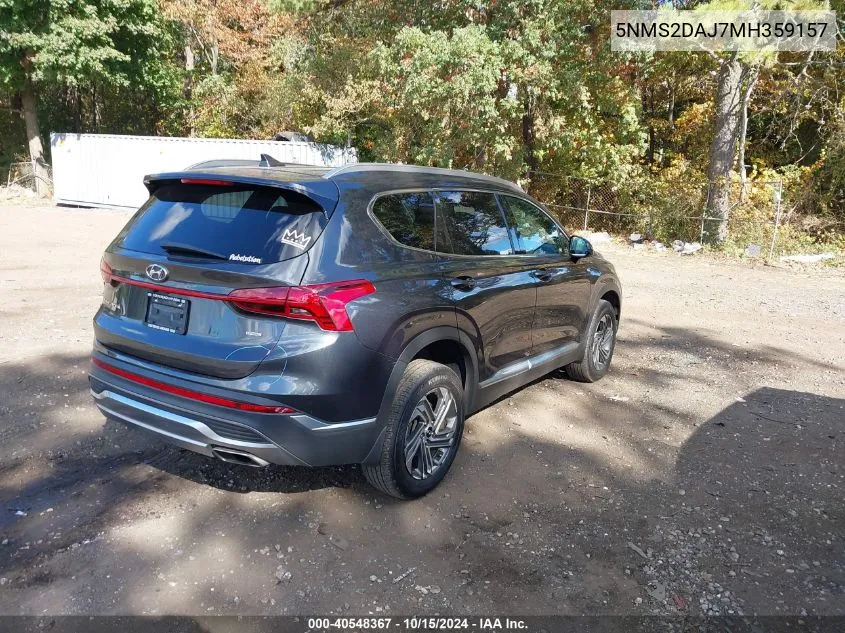 2021 Hyundai Santa Fe Sel VIN: 5NMS2DAJ7MH359157 Lot: 40548367