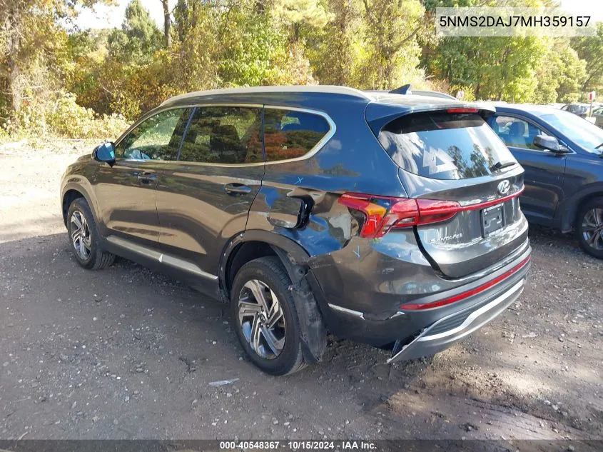 2021 Hyundai Santa Fe Sel VIN: 5NMS2DAJ7MH359157 Lot: 40548367