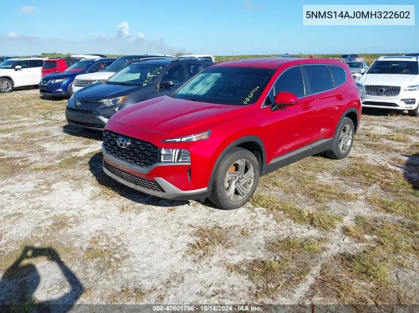 2021 Hyundai Santa Fe Se VIN: 5NMS14AJ0MH322602 Lot: 40601766