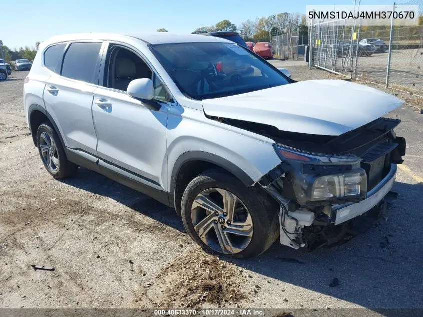 2021 Hyundai Santa Fe Se VIN: 5NMS1DAJ4MH370670 Lot: 40633370