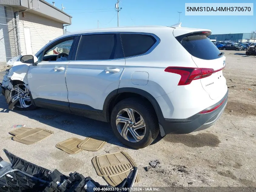 5NMS1DAJ4MH370670 2021 Hyundai Santa Fe Se