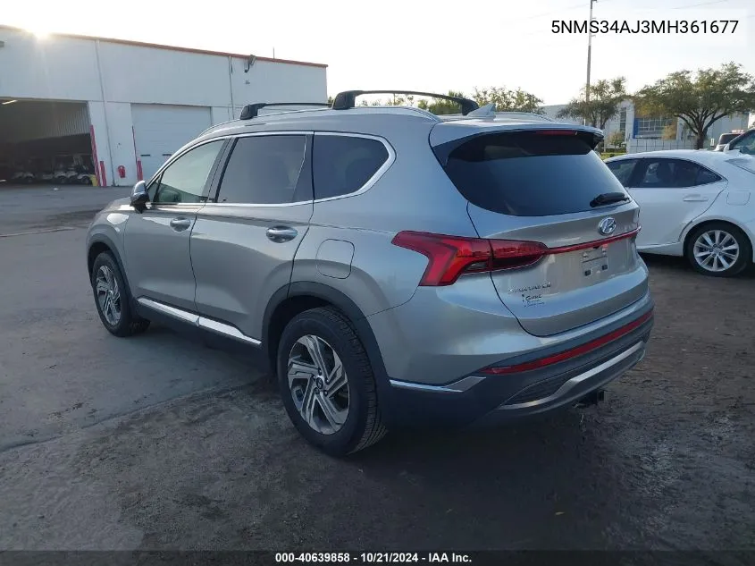 2021 Hyundai Santa Fe Sel VIN: 5NMS34AJ3MH361677 Lot: 40639858