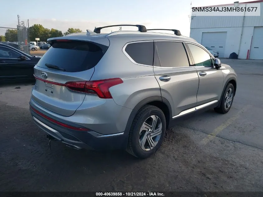 2021 Hyundai Santa Fe Sel VIN: 5NMS34AJ3MH361677 Lot: 40639858