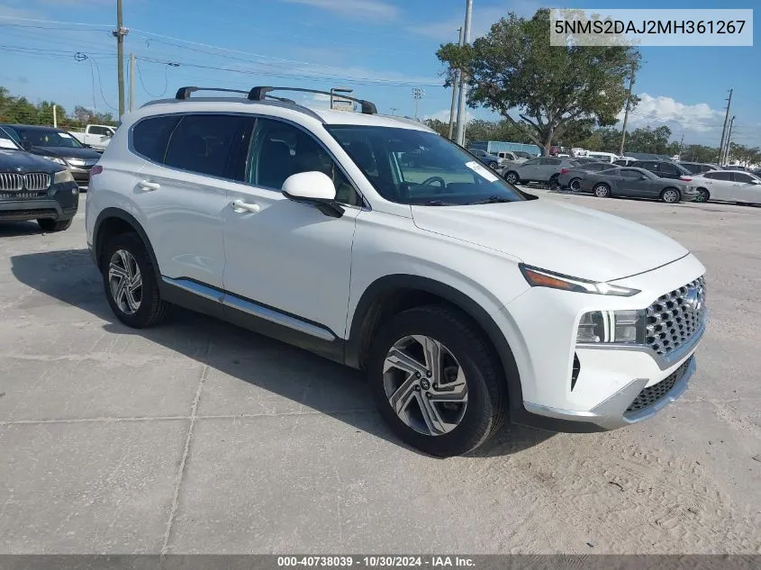 2021 Hyundai Santa Fe Sel VIN: 5NMS2DAJ2MH361267 Lot: 40738039