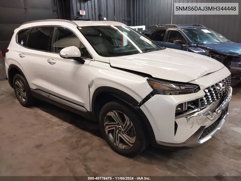 2021 Hyundai Santa Fe Sel VIN: 5NMS6DAJ3MH344448 Lot: 40776475