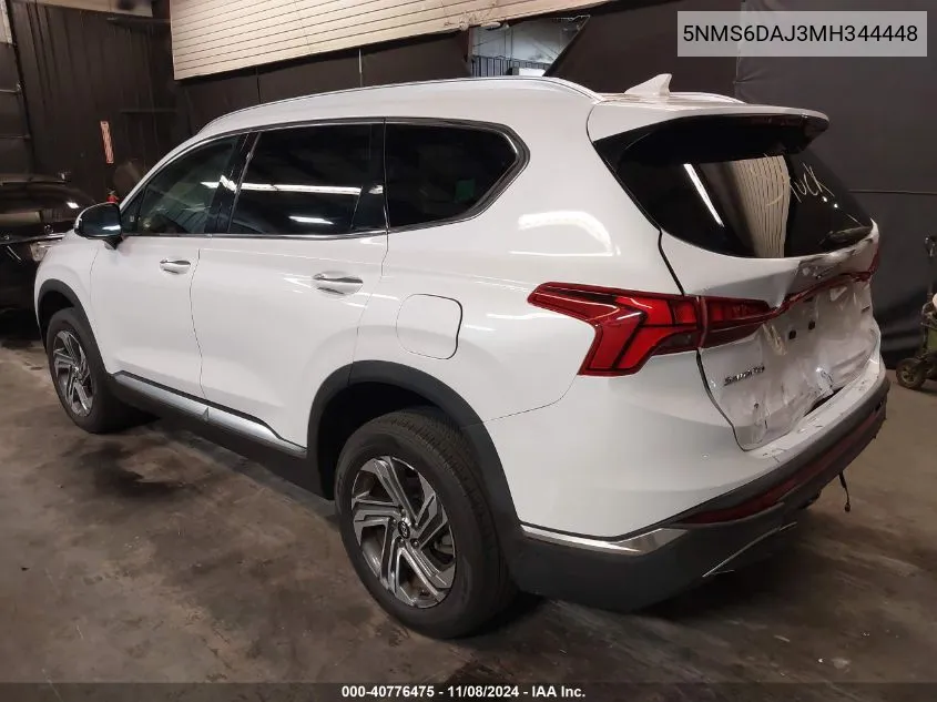 2021 Hyundai Santa Fe Sel VIN: 5NMS6DAJ3MH344448 Lot: 40776475