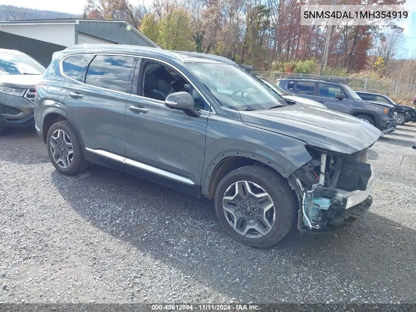 2021 Hyundai Santa Fe Limited VIN: 5NMS4DAL1MH354919 Lot: 40812094