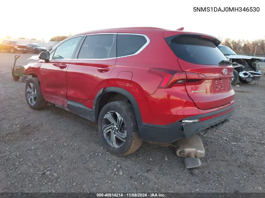 2021 Hyundai Santa Fe Se VIN: 5NMS1DAJ0MH346530 Lot: 40814214