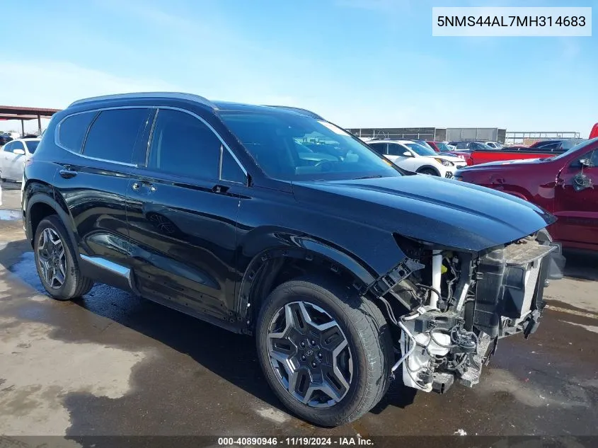 2021 Hyundai Santa Fe Limited VIN: 5NMS44AL7MH314683 Lot: 40890946