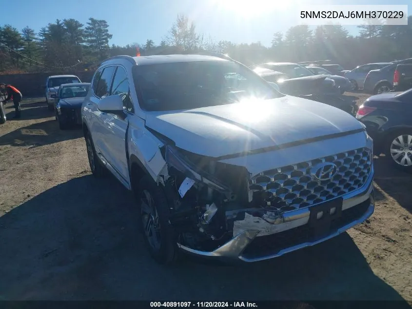 2021 Hyundai Santa Fe Sel VIN: 5NMS2DAJ6MH370229 Lot: 40891097