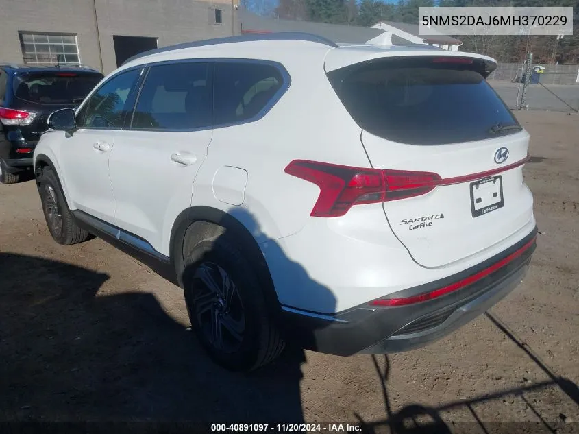 2021 Hyundai Santa Fe Sel VIN: 5NMS2DAJ6MH370229 Lot: 40891097