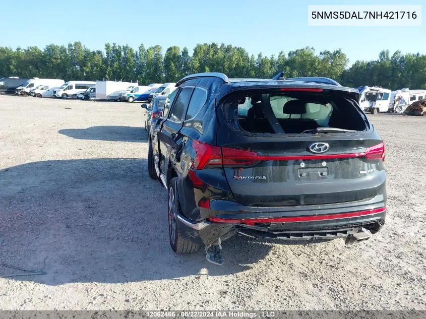 2022 Hyundai Santa Fe VIN: 5NMS5DAL7NH421716 Lot: 12062466