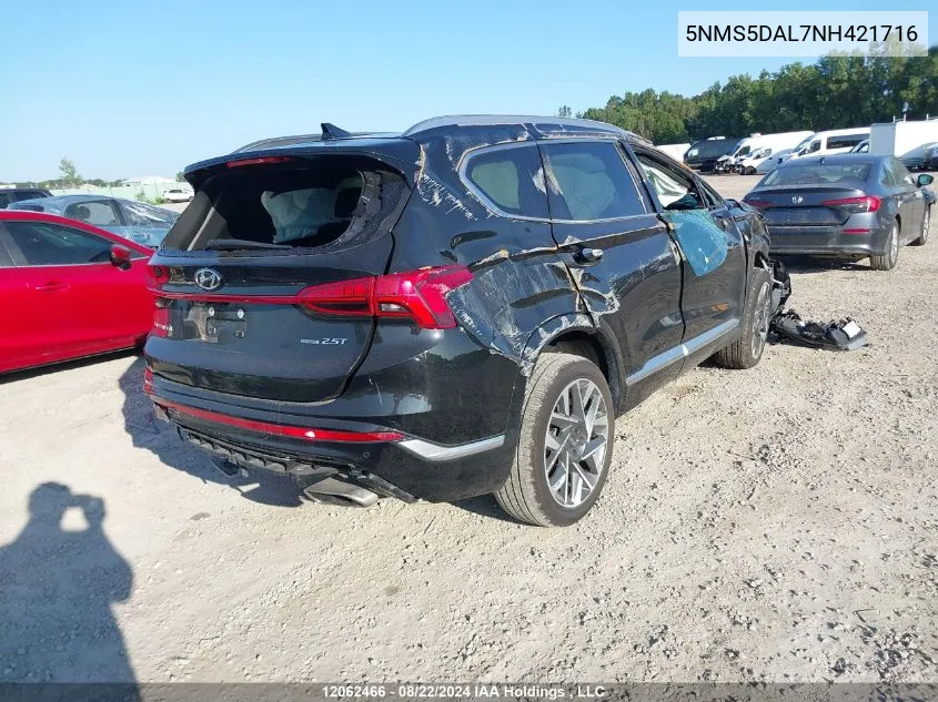 2022 Hyundai Santa Fe VIN: 5NMS5DAL7NH421716 Lot: 12062466