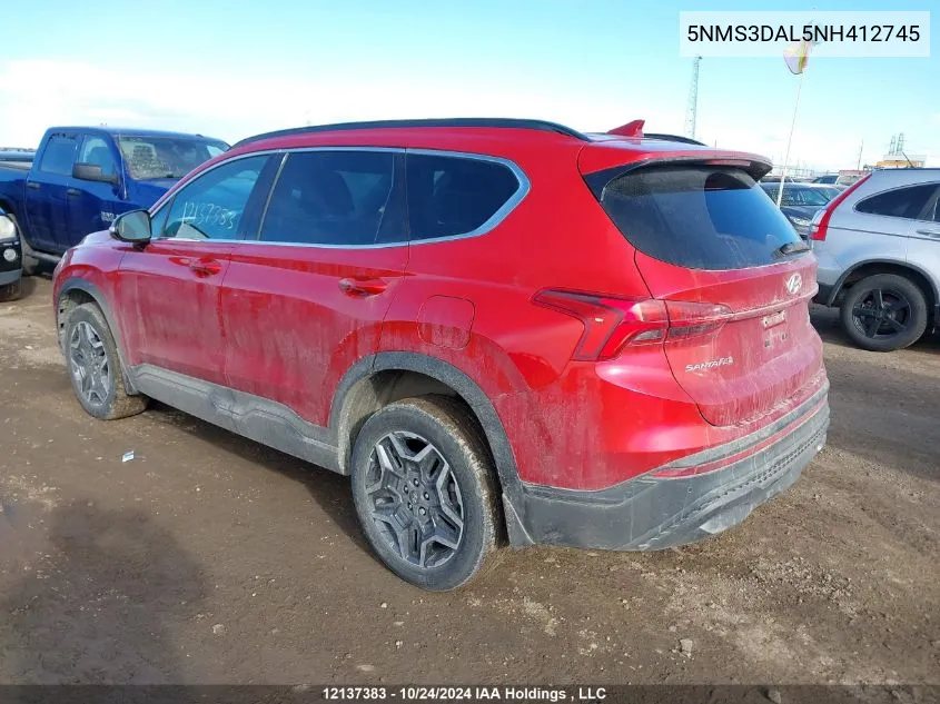 2022 Hyundai Santa Fe Sel VIN: 5NMS3DAL5NH412745 Lot: 12137383