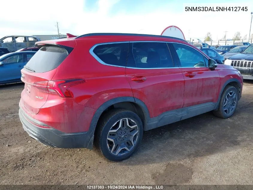 2022 Hyundai Santa Fe Sel VIN: 5NMS3DAL5NH412745 Lot: 12137383